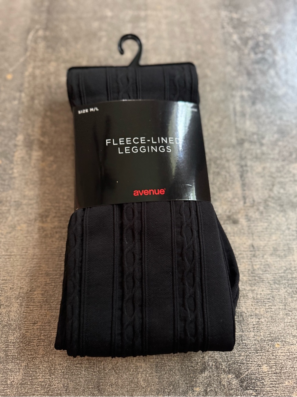 Avenue Black Fleece-Lined Cable-Detail Leggings